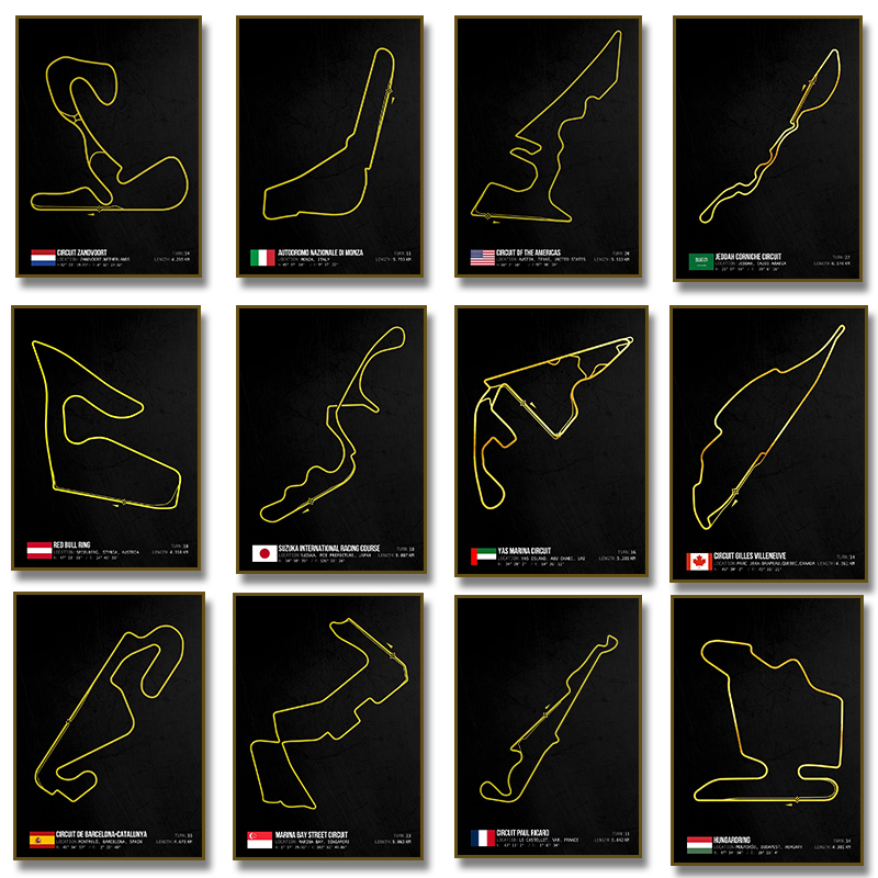 Home Barcelona - Moderne Wereld Racing Circuits Track Poster