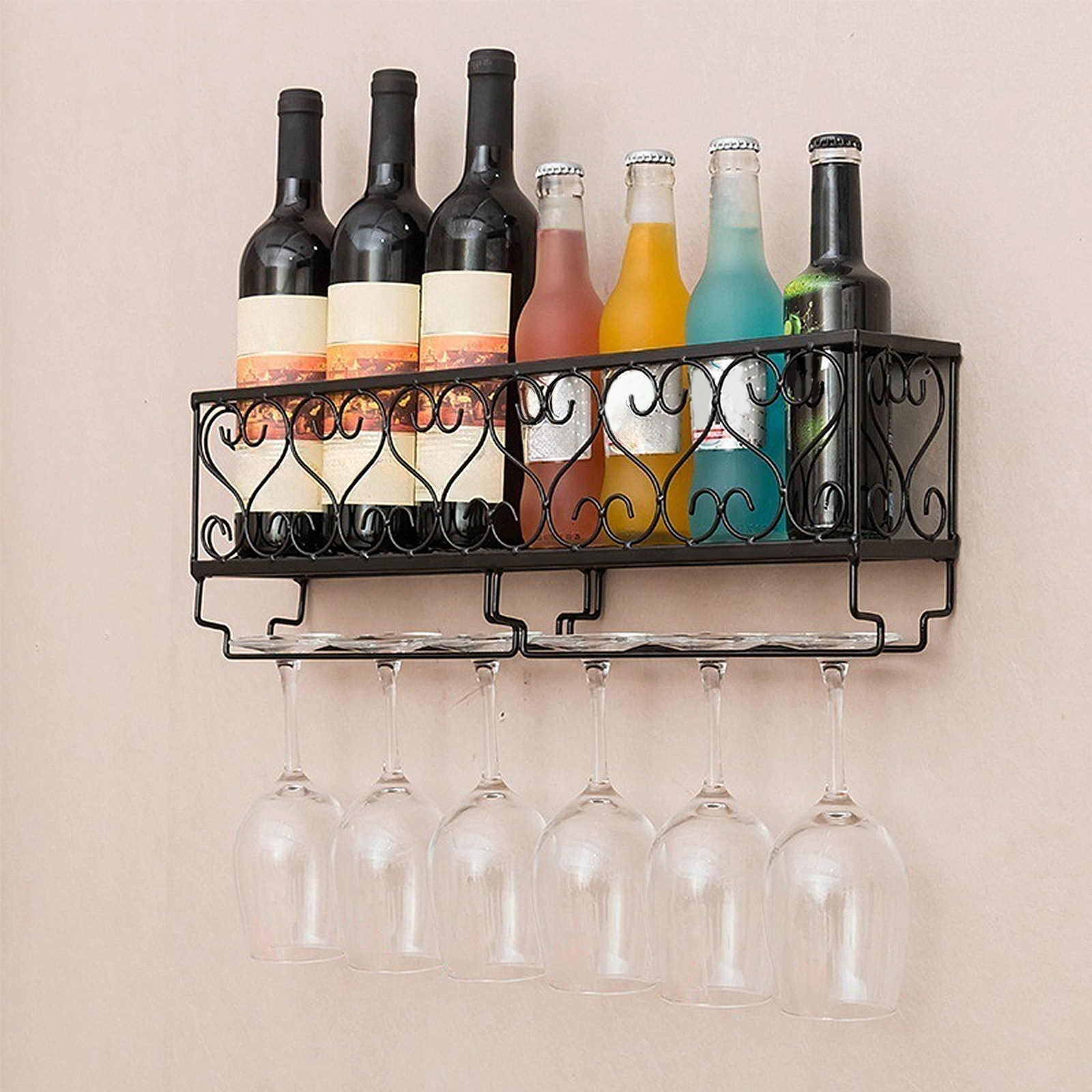 Home Bar Stand - 1 stuks wandmontage wijnflessenrek van hoogwaardig