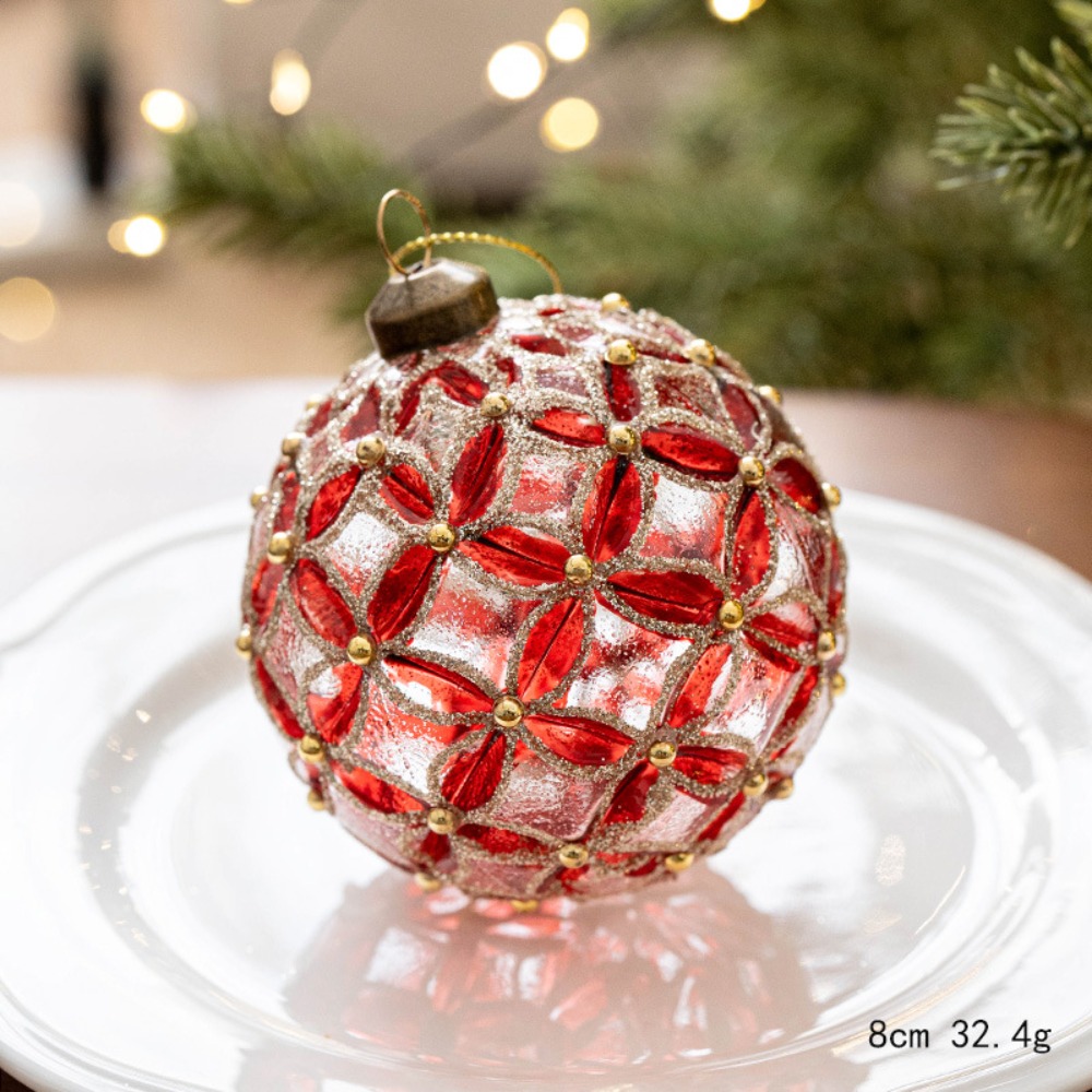 Highball Glass Set - Hoogwaardige glazen kerstballenset 8cm, ophangbare kerstversiering,