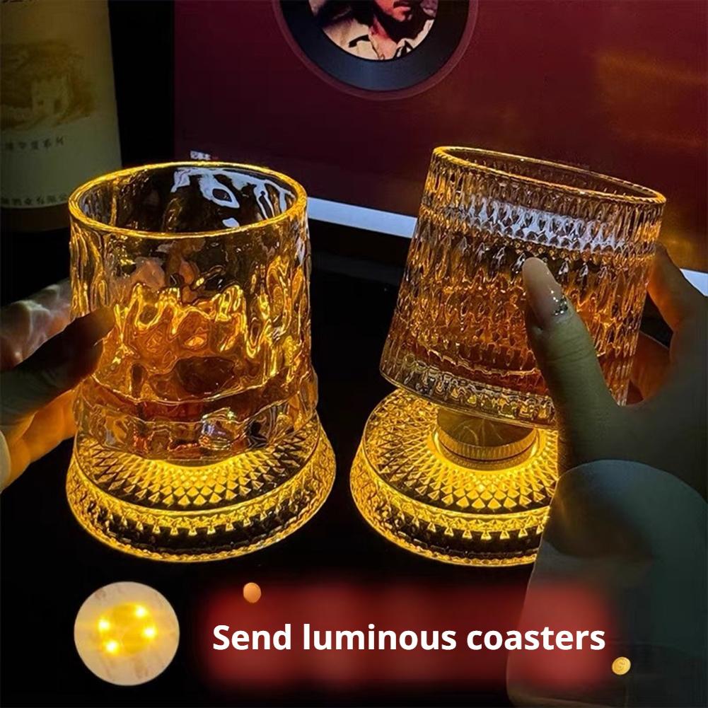 Highball Glass Set - 360 ° Draaiende whiskyglas met LED-verlichting,