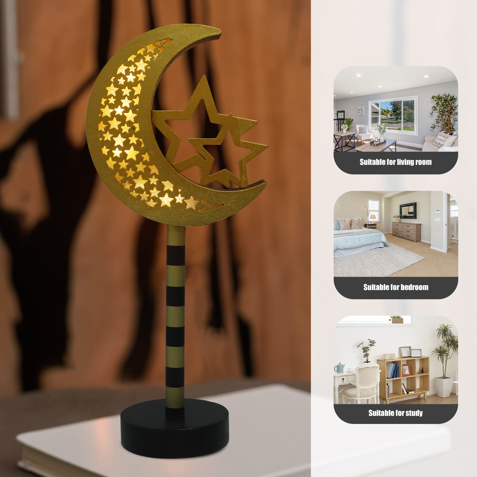 Home Bar Cafe - Ramadan LED-lamp, Eid Mubarak, houten lamp,