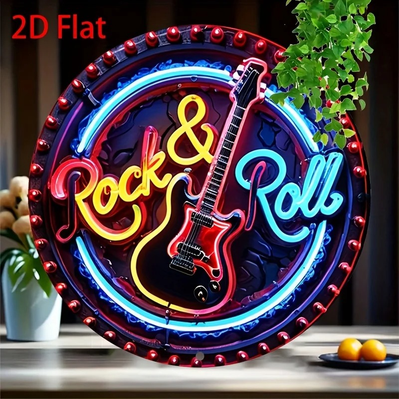 Home Bar Accessories - Een vintage rock-neonbord, 2D platte metalen