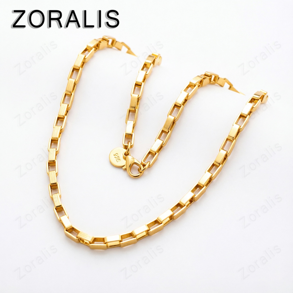 Bar Cart Gold - 18K gouden 4 mm rechthoekige schakelketting