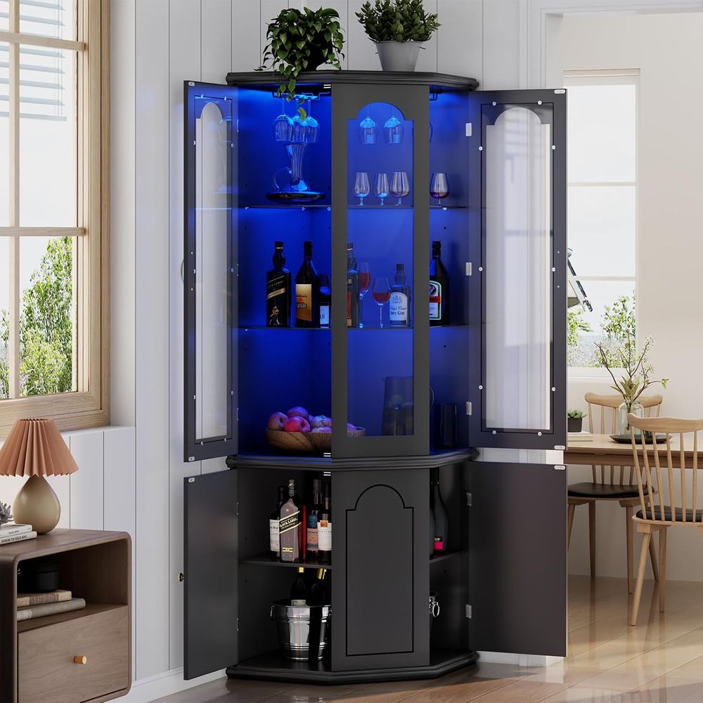 Home Bar And Cabinet - Verlichte barkast met deur van gehard