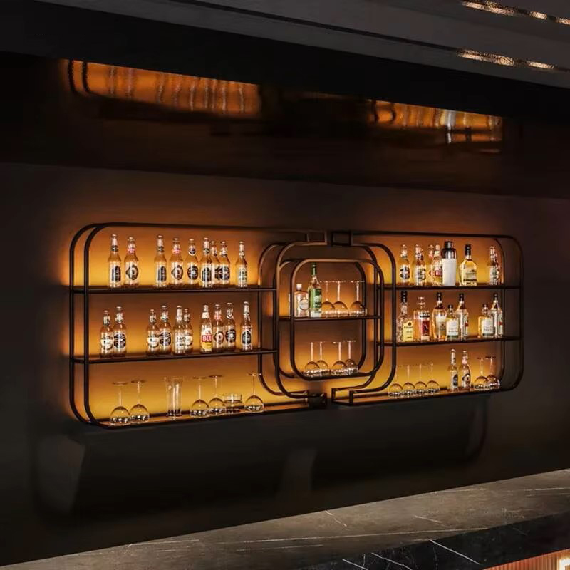 Home Bar And Counter - Eenvoudig smeedijzeren wijnrek voor bar Designer