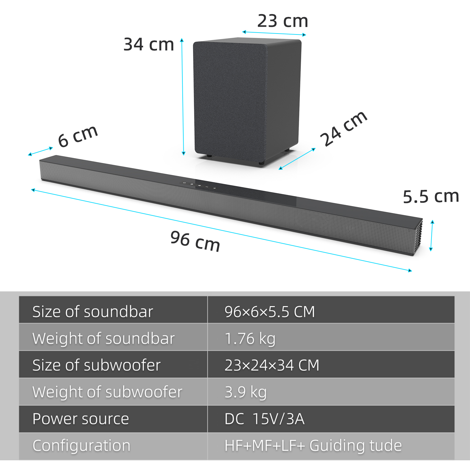84W TV-soundbar met subwooferb - Home Bar And Theater recensie en prijs