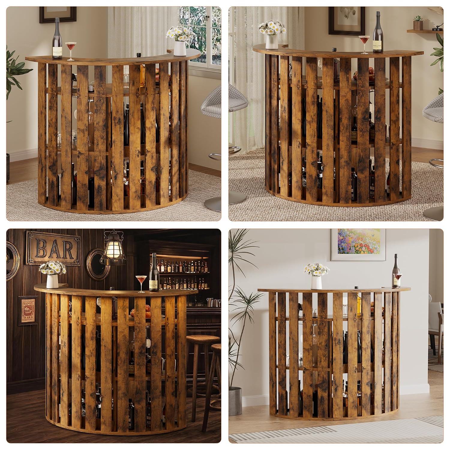 Rustieke houten barkast, 4-laa - Home Bar And Fridge recensie en prijs