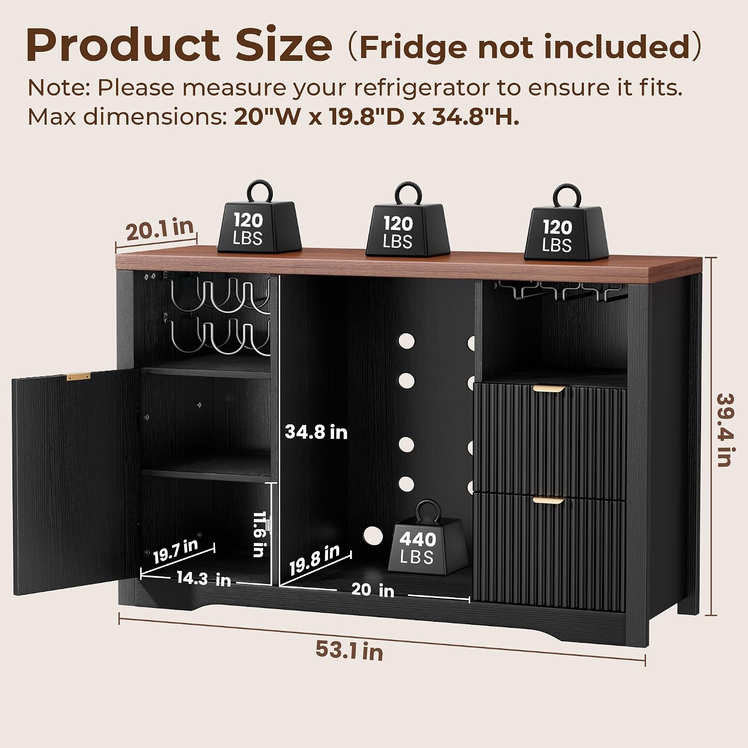 Koffiebar-kast met ruimte voor - Home Bar And Fridge recensie en prijs