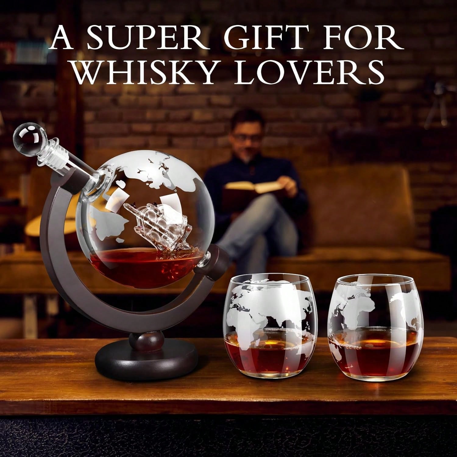 Whiskykaraf met globe-design,  - Decanter Globe Set recensie en prijs