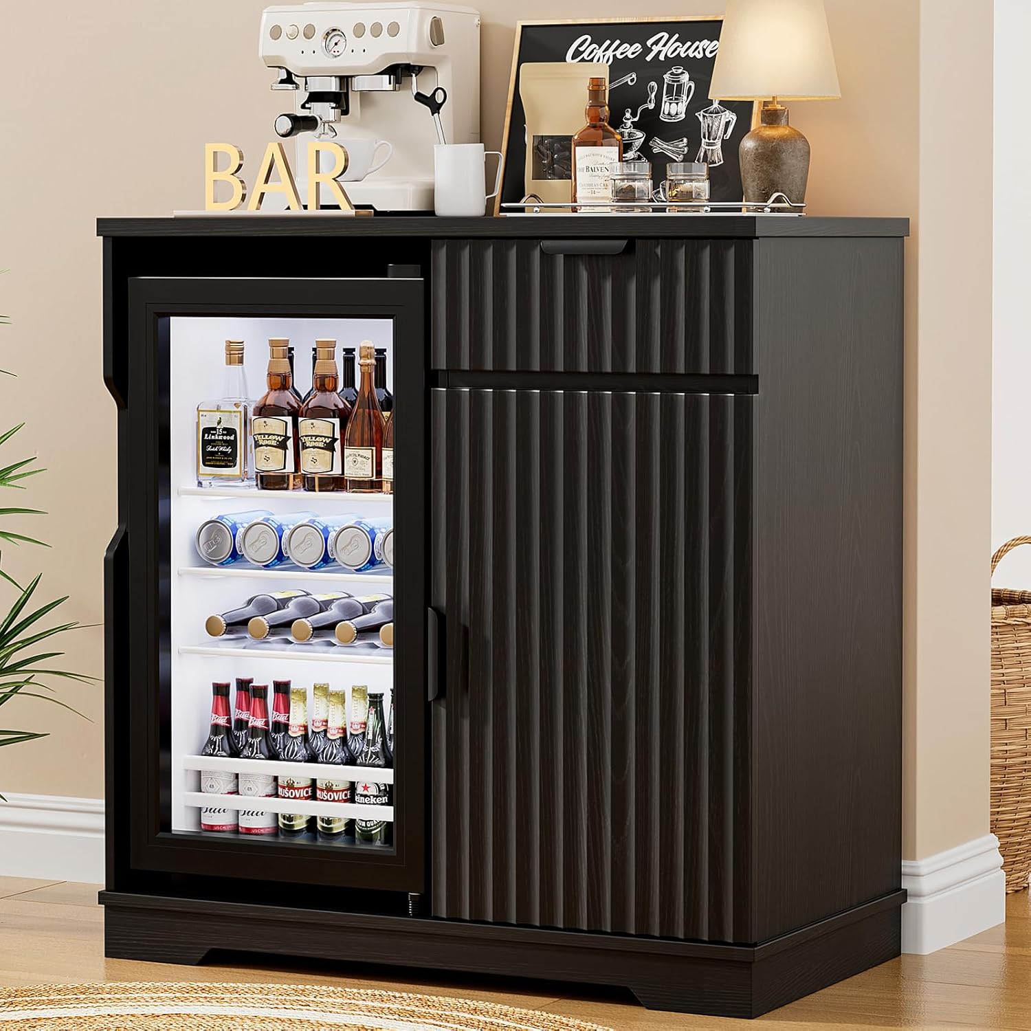 Gecanneleerde koffiebar-kast m - Home Bar And Cabinet recensie en prijs